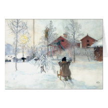Weihnachtskartesnowy-Szene Carl Larssons kundenspe