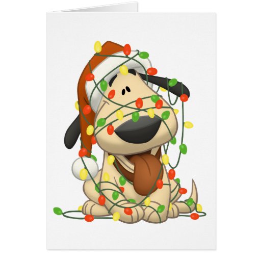Weihnachtslicht-lustiges Hündchen Grußkarte