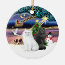 Weihnachtsmagie - zwei persische Katzen (Weiß + Sc Weinachtsornamente