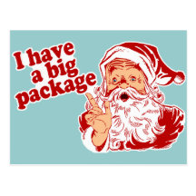 Weihnachtsmann hat ein großes Paket Postkarte