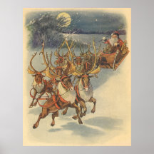 Weihnachtsmann-Ren, das SpielwareWeihnachtsabend l Posterdrucke