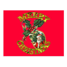 Weihnachtsmann-Stechpalme Postkarten