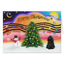 Weihnachtsmusik 2 - Cocker spaniel (Schwarzes) Grußkarten