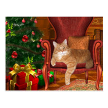 Weihnachtsorange Tabby Postkarte