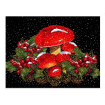 Weihnachtspilz, Toadstools, Schnee, Stechpalme Postkarten