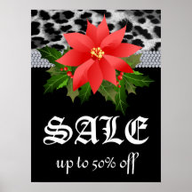 Weihnachtsplakat-Verkaufsleopard Poinsettia-Blume