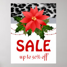 Weihnachtsplakat-Verkaufsleopard Poinsettia-Blume 