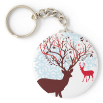 Weihnachtsrotwild mit den Baumastgeweihen schlüsselanhänger