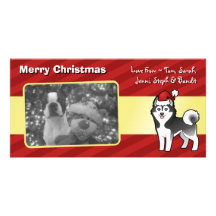 Weihnachtssibirischer Husky/alaskischer Malamute Personalisierte Foto Karte
