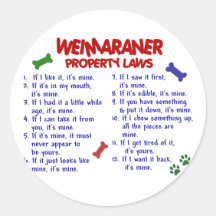 WEIMARANER Eigentums-Gesetze 2 Sticker