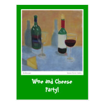 Wein-und Käse-Party Postkarte