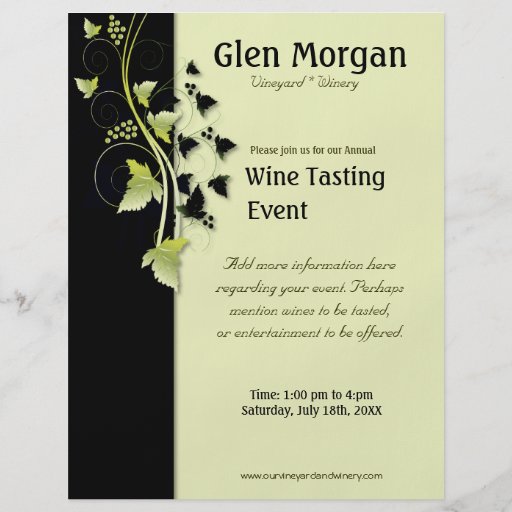 Weinstock-Wein-Probieren-Ereignis-Flyer