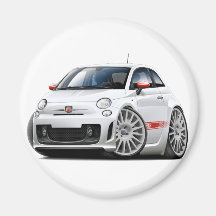 Weiß-Auto Fiats 500 Abarth Magnete