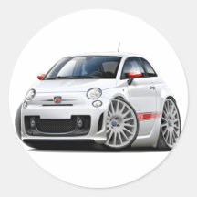 Weiß-Auto Fiats 500 Abarth Runde Aufkleber