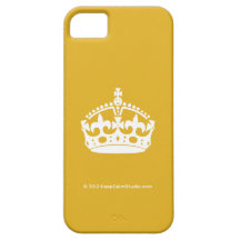Weiße Keep Calm-Krone auf goldenem Hintergrund iPhone 5 Schutzhüllen