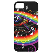 Weiße Musiknoten und Regenbogen auf iPhone 5 Hülle