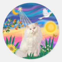 Weiße persische Katze - Twlight Runde Sticker