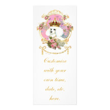 Weiße rosa Rosen Pudel-Prinzessin-n Personalisierte Ankündigungskarte