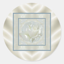 Weiße Rosen-Satin-Grenze Aufkleber