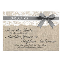Weiße Spitze u. Leinwand, die Save the Date Weddin Ankündigungskarte