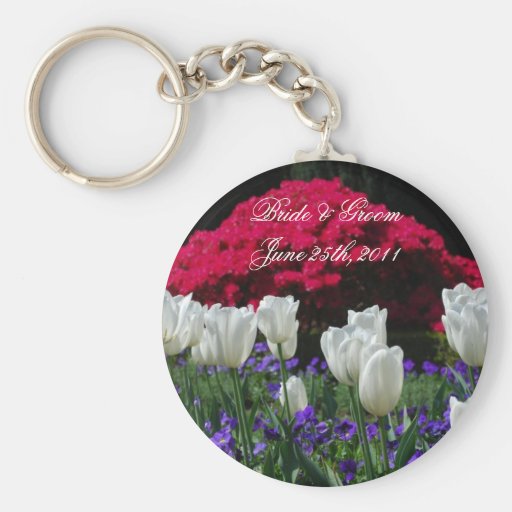 Weiße Tulpen Braut u. Bräutigam Keychain Schlüsselband