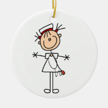 Weiße weibliche Strichmännchen-Krankenschwester 2 Ornamente