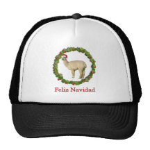 Weißer Alpaka Feliz Navidad Kranz Baseballmützen