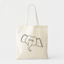 Weißer Elefant mit Gläsern Leinentaschen