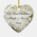 Weißer Hydrangea-erstes Weihnachten verzieren zusa Weihnachtsornament