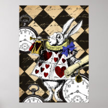 Weißer Kaninchen-Alice im Wunderland-Plakat-Druck