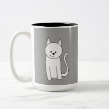 Weißer Katzen-Cartoon Kaffeehaferl