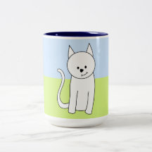 Weißer Katzen-Cartoon Tee Tassen