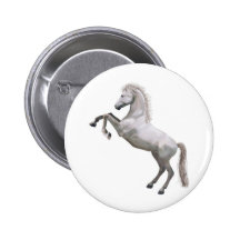 Weißer Stallion Anstecknadelbuttons