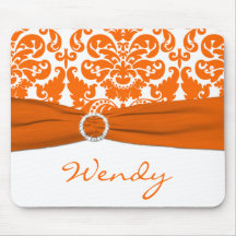 Weißer und orange Damast Mousepad