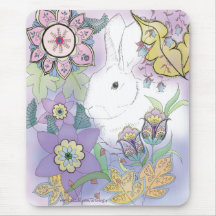 Weißes Kaninchen, violettes Garten mousepad