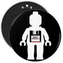 Weißes Minifig mit Diskette Minifig Version 1,1 Anstecknadel