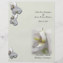 Weißes Orchideen-Hochzeits-Programm Bedruckte Flyer