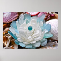 Weißes Seeglas-Blume Plakatdrucke
