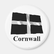 Wellenartig bewegende Flagge Cornwalls mit Namen Kühlschrankmagnet