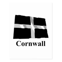 Wellenartig bewegende Flagge Cornwalls mit Namen Postkarten