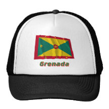 Wellenartig bewegende Flagge Grenadas mit Namen Baseballcaps