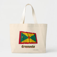 Wellenartig bewegende Flagge Grenadas mit Namen Leinentaschen