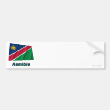 Wellenartig bewegende Flagge Namibias mit Namen Auto Sticker