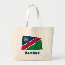 Wellenartig bewegende Flagge Namibias mit Namen Tragetasche
