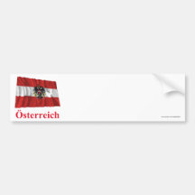 Wellenartig bewegende Flagge Österreichs mit Namen Auto Sticker