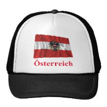 Wellenartig bewegende Flagge Österreichs mit Namen Retrocap