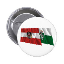 Wellenartig bewegende Flaggen Österreichs u. Steie Buttons