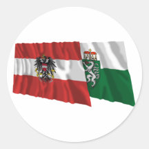 Wellenartig bewegende Flaggen Österreichs u. Steie Sticker