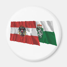 Wellenartig bewegende Flaggen Österreichs u. Steie Magnete