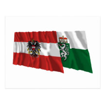 Wellenartig bewegende Flaggen Österreichs u. Steie Postkarten
